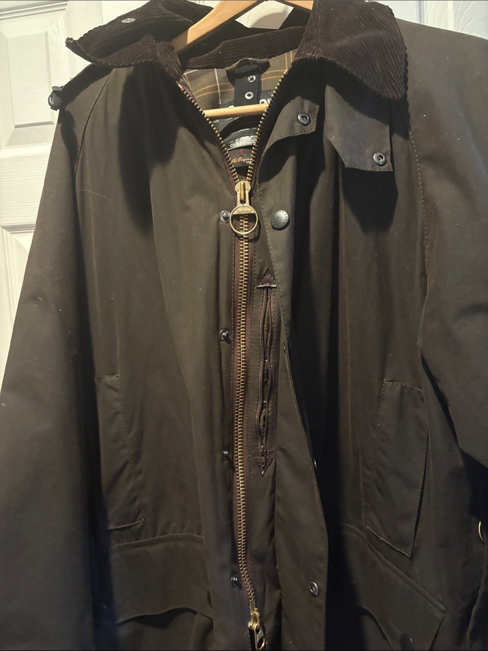 Barbour Classic Beaufort Dark aBrown Military-Style Waxed Field Jacket.